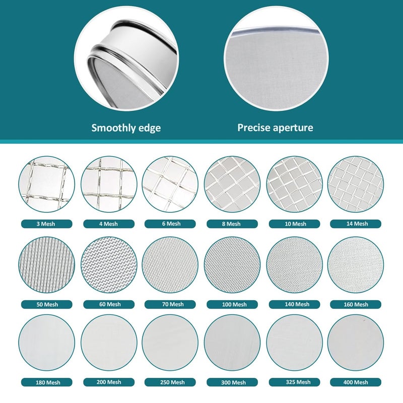 LVDALAB 304 Stainless Steel Lab Sieve Screen Mesh, 180 Mesh (0.09mm) Aperture Test Sieve, 12Inch(30cm) Diameter Economy Standard Analysis Sample Test Sieves for Industrial Laboratory Homes - Image 3